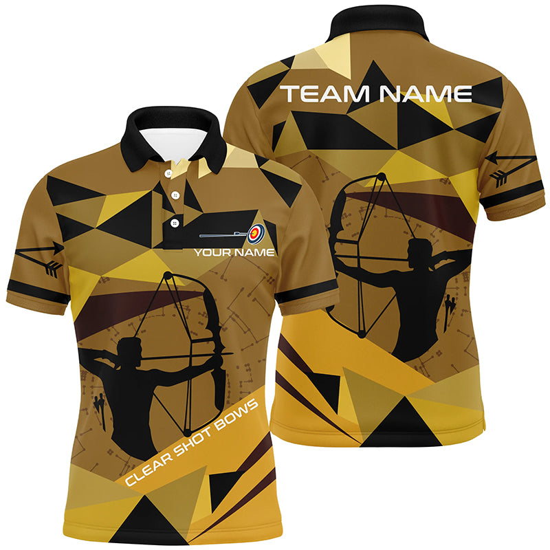 Personalized Clear Shot Bows Silhouette Archer Polo Shirts For Men, Custom Target Archery Shirts  VHM0640