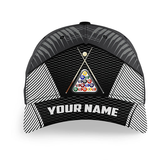 Personalized 8 Ball Pool Sport Black 3D Billiard Hats Cap, Custom Billiard Balls Top Hat Billiards VHM0537