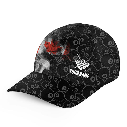 Personalized Vintage Smoke Canadian Flag Billiard Hats Cap, Custom 8 Ball Pool Billiards Hat VHM0538