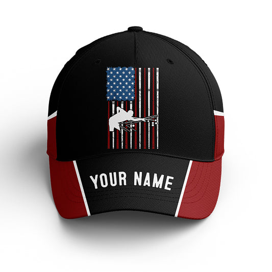 Personalized American Flag Black Red Billiards Hats For Players Billiards, Custom Top Hat Billiards  VHM0362