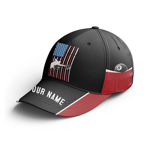 Personalized American Flag Black Red Billiards Hats For Players Billiards, Custom Top Hat Billiards  VHM0362