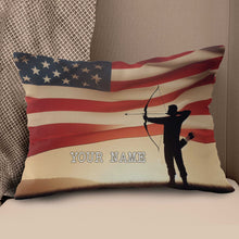 Load image into Gallery viewer, Personalized US Flag Men Player Archery Pillow, Gifts For Archery Lovers VHM0906