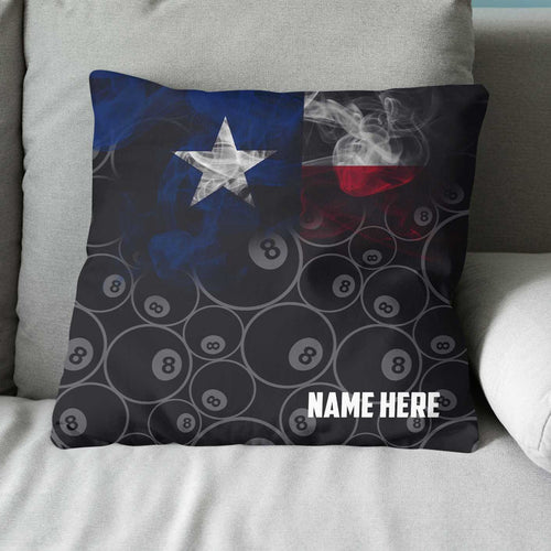 Personalized Vintage Smoke Texas Flag 8 Ball Billiard Pillow, Pool Gifts VHM0907