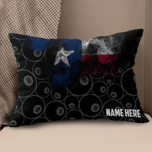 Load image into Gallery viewer, Personalized Vintage Smoke Texas Flag 8 Ball Billiard Pillow, Pool Gifts VHM0907