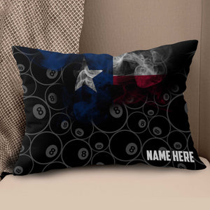 Personalized Vintage Smoke Texas Flag 8 Ball Billiard Pillow, Pool Gifts VHM0907