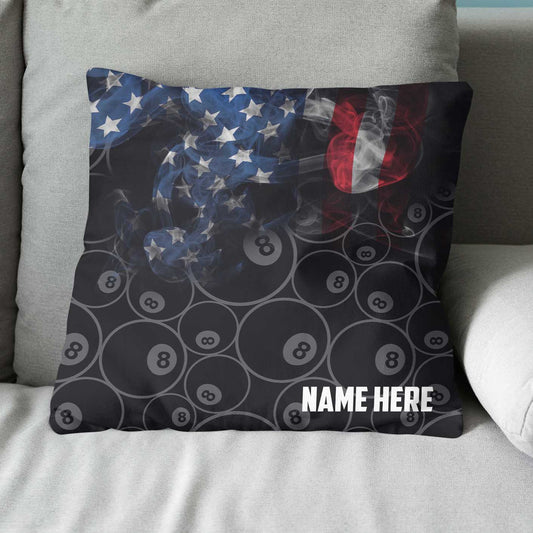 Personalized Vintage Smoke US Flag 8 Ball Billiard Pillow Billiard Gifts VHM0908