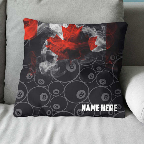 Personalized Vintage Smoke Canadian Flag 8 Ball Billiard Throw Pillow VHM0909