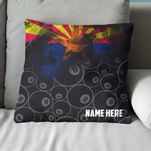 Load image into Gallery viewer, Personalized Vintage Smoke Arizona Flag 8 Ball Billiard Pillow Pool Gift VHM0910