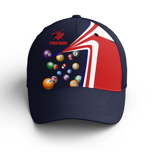 Custom Name US Flag Pool Balls Billiards Hat For Men And Women, Adjustable 8 Ball Billiards Hat Cap  VHM0412