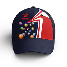 Load image into Gallery viewer, Custom Name US Flag Pool Balls Billiards Hat For Men And Women, Adjustable 8 Ball Billiards Hat Cap  VHM0412