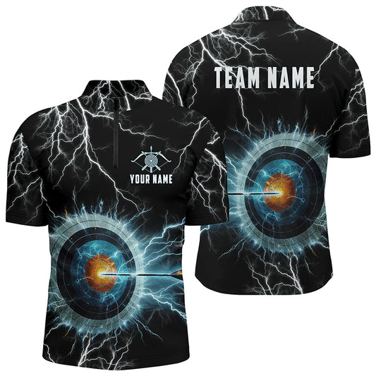 Personalized Thunder Lighting Target Archery 3D Quarter-Zip Shirts For Men, Archery Team Jerseys VHM1014