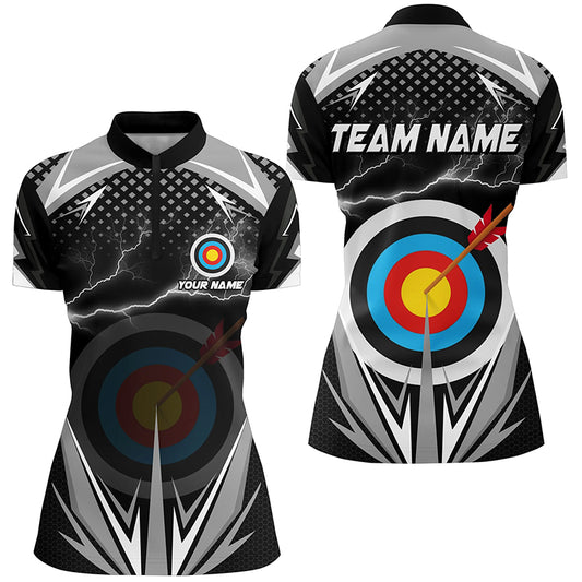 Personalized Thunder Lighting Target Archery 3D Quarter-Zip Shirts For Women, Archery Team Jerseys VHM1021
