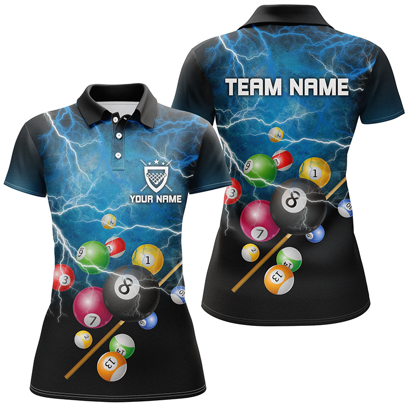 Personalized 3D Funny Billiard Balls Polo Shirts For Women, Custom Billiard Team Jerseys VHM0052