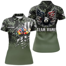 Load image into Gallery viewer, Personalized Camouflage US Flag Billiard Balls Shirts For Women, Funny Billiard 8 Ball Wings Jerseys VHM1196