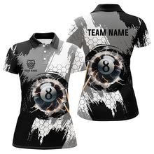 Load image into Gallery viewer, Personalized Black Grey Lightning 8 Ball Billiards 3D Shirts For Women 8 Ball Pool Team Jerseys VHM1175