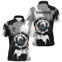 Load image into Gallery viewer, Personalized Black Grey Lightning 8 Ball Billiards 3D Shirts For Men 8 Ball Pool Team Jerseys VHM1175