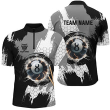 Load image into Gallery viewer, Personalized Black Grey Lightning 8 Ball Billiards 3D Shirts For Men 8 Ball Pool Team Jerseys VHM1175