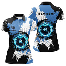 Load image into Gallery viewer, Personalized Black Blue Lightning 8 Ball Billiards 3D Shirts For Women 8 Ball Pool Team Jerseys VHM1177