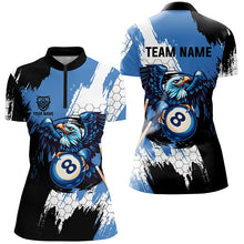 Load image into Gallery viewer, Personalized Black Blue Eagle 8 Ball Billiard 3D Shirts For Women Custom 8 Ball Pool Team Jersey VHM1178