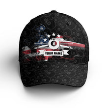 Load image into Gallery viewer, US Flag Smoke Pattern 8 Ball Pool Custom Billiard Team Baseball Cap Hats, Personalized Billiard Hats VHM0275
