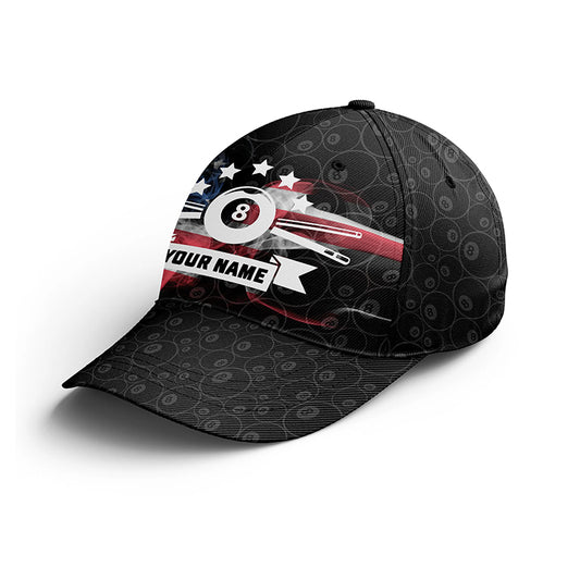 US Flag Smoke Pattern 8 Ball Pool Custom Billiard Team Baseball Cap Hats, Personalized Billiard Hats VHM0275
