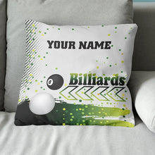 Load image into Gallery viewer, Personalized Green 8 Ball Billiard Pillow Custom Pool Cue Billiard Gifts VHM0851