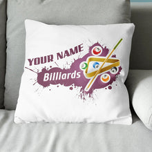 Load image into Gallery viewer, Personalized Billiard Balls Throw Pillow Custom Pillow Top Billiard Gift VHM0854