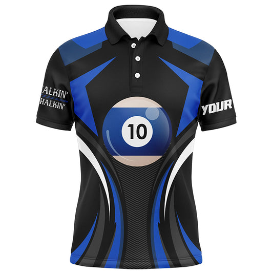 Personalized Less Talkin More Chalkin Billiard 10 Ball 3D Polo Shirts For Men, 10 Ball Pool Jerseys VHM0962