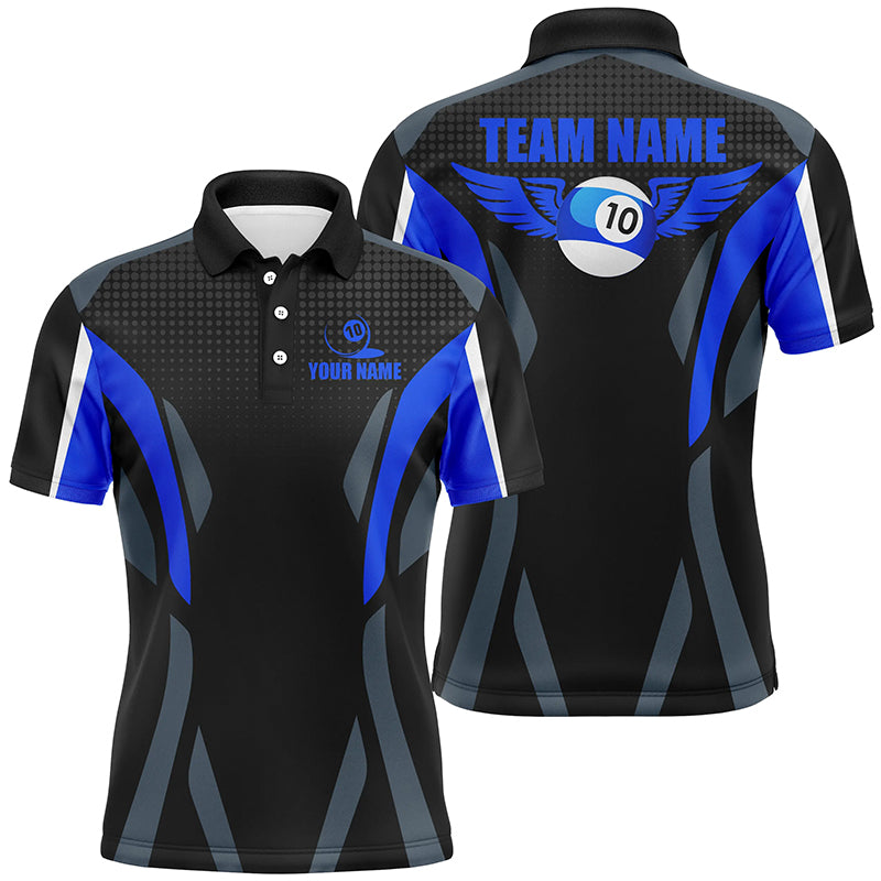Personalized Funny 10 Ball Billiard 3D Polo Shirts For Men, 10 Ball Wings Billiard Team Jerseys VHM0968