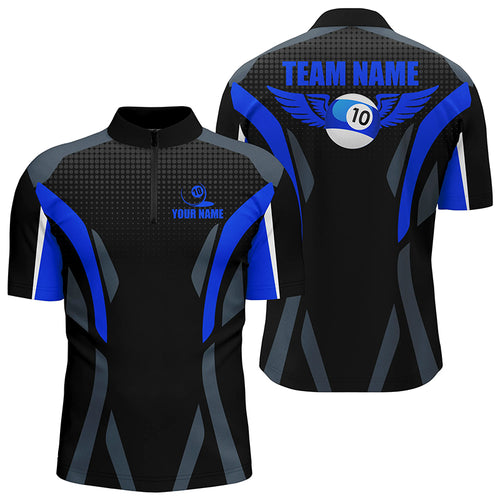 Personalized Funny 10 Ball Billiard 3D Quarter-Zip Shirts For Men, 10 Ball Wings Billiard Jerseys VHM0968