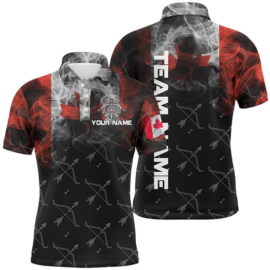 Personalized Vintage Smoke Canadian Flag Archery 3D Polo Shirts For Men Custom Bows Archery Jerseys VHM0981