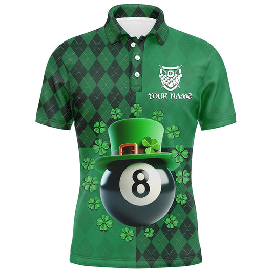 Personalized St Patrick's Day Billiard 8 Ball 3D Polo Shirts For Men, Shamrock Billiard Jerseys VHM0994