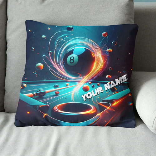 Personalized Billiard Balls In Space 3D Pillow, 8 Ball Pool Throw Pillow VHM0895