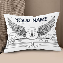 Load image into Gallery viewer, Personalized Billiard 8 Ball Wings Line Drawing Pillow, Billiards Gifts VHM0900