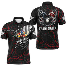Load image into Gallery viewer, Personalized Red Thunder US Flag Billiard Balls 3D Polo Shirts For Men Billiard 8 Ball Wings Jerseys VHM1195
