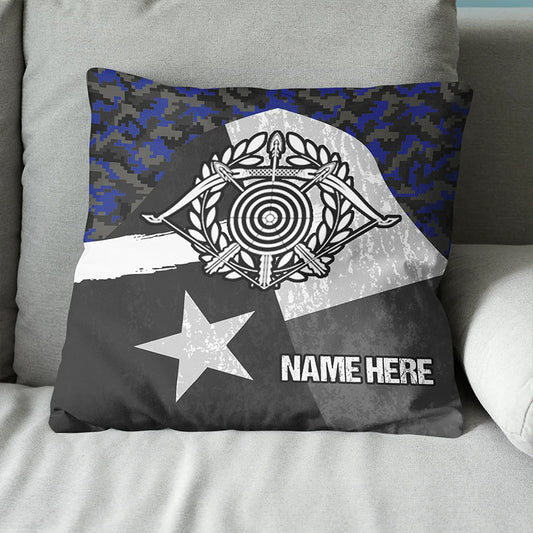 Personalized Blue Retro Texas Flag Archery Pillow Gift For Archery Lover VHM0911