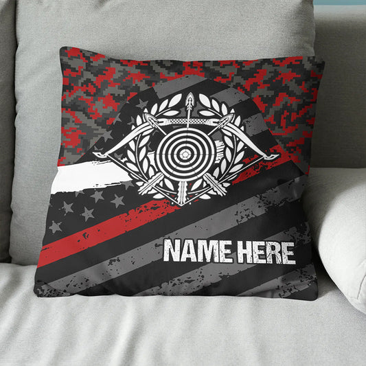 Personalized Red Retro US Flag Archery Pillow Gifts For Archery Lovers VHM0912