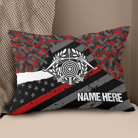 Personalized Red Retro US Flag Archery Pillow Gifts For Archery Lovers VHM0912