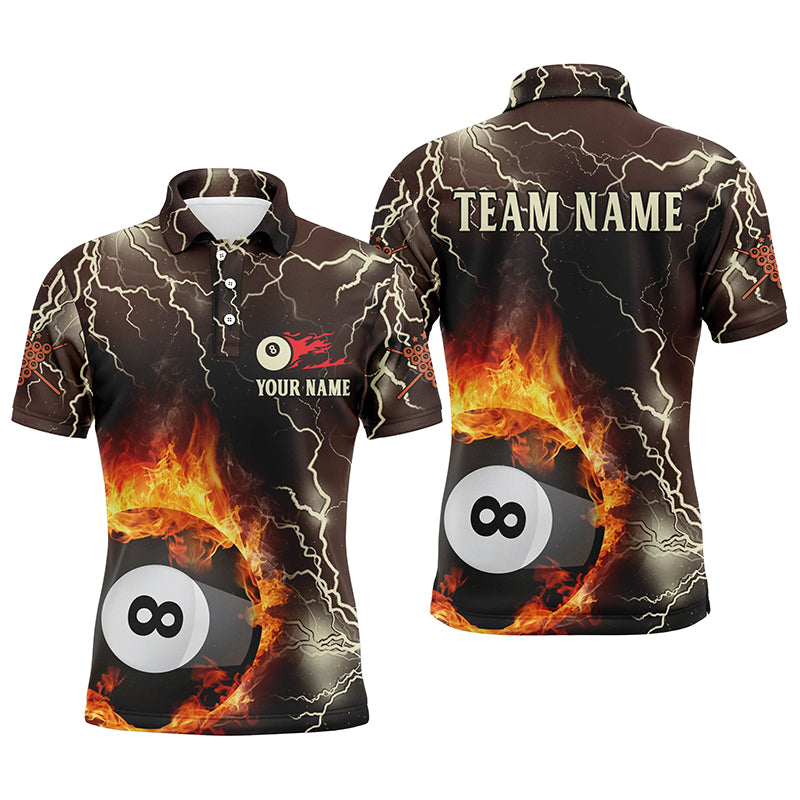 Fire Flame Lightning Custom Billiard Polo Shirts For Men, 8 Ball Pool Billiards Jerseys VHM0142