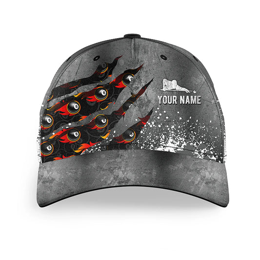 Billiards 8 Balls Paint Splash Custom Name Billiard Hats Cap, Personalized 8 Ball Fire Billiards Hat VHM0580