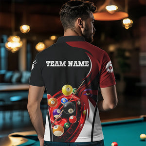 Personalized Billiard 3D Polo Shirts For Men, Ball 8 Flame Player Billiard Jerseys VHM0005