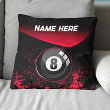 Load image into Gallery viewer, Personalized Red 8 Ball Billiard Throw Pillow Gifts For Billiard Players VHM0925
