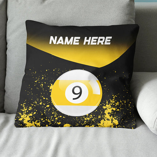 Personalized Yellow 9 Ball Billiard Pillow Custom Gifts For Pool Players VHM0926