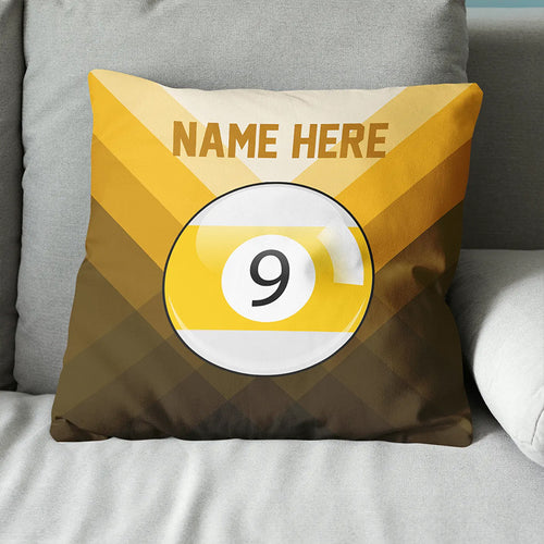 Personalized Yellow 9 Ball Billiard Pillow Custom Gifts For Pool Players VHM0927