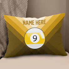 Load image into Gallery viewer, Personalized Yellow 9 Ball Billiard Pillow Custom Gifts For Pool Players VHM0927