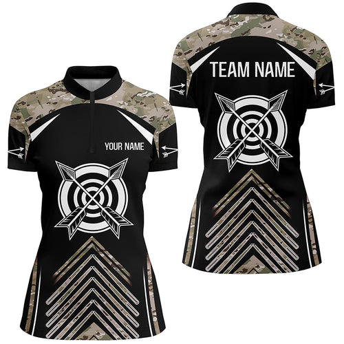 Personalized Camouflage 3D Target Archery Quarter-Zip Shirts For Women, Arrows Archery Team Shirts  VHM0762