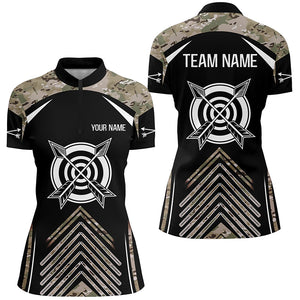 Personalized Camouflage 3D Target Archery Quarter-Zip Shirts For Women, Arrows Archery Team Shirts  VHM0762