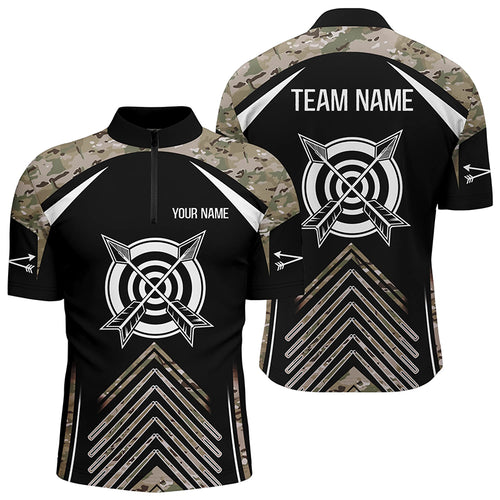 Personalized Camouflage 3D Target Archery Quarter-Zip Shirts For Men, Arrows Archery Team Shirts  VHM0762