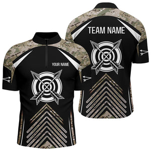 Personalized Camouflage 3D Target Archery Quarter-Zip Shirts For Men, Arrows Archery Team Shirts  VHM0762