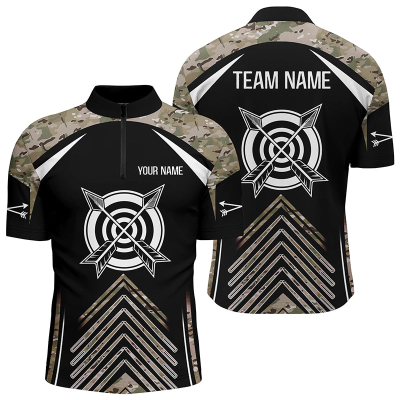 Personalized Camouflage 3D Target Archery Quarter-Zip Shirts For Men, Arrows Archery Team Shirts  VHM0762